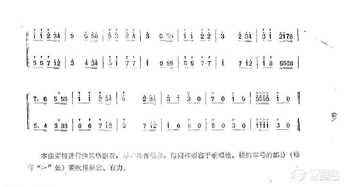 笛子练习曲选《二重奏——游击队歌》竹笛练习乐谱