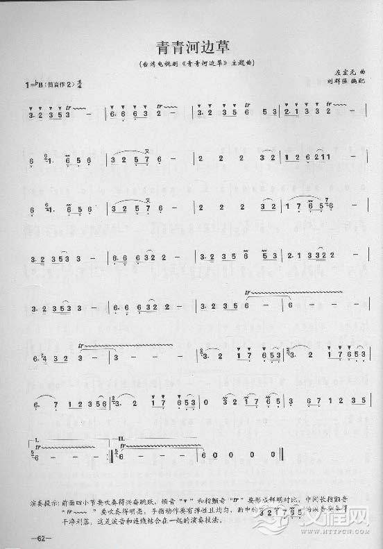 简单易学的竹笛独奏曲《青青河边草》左宏元 曲