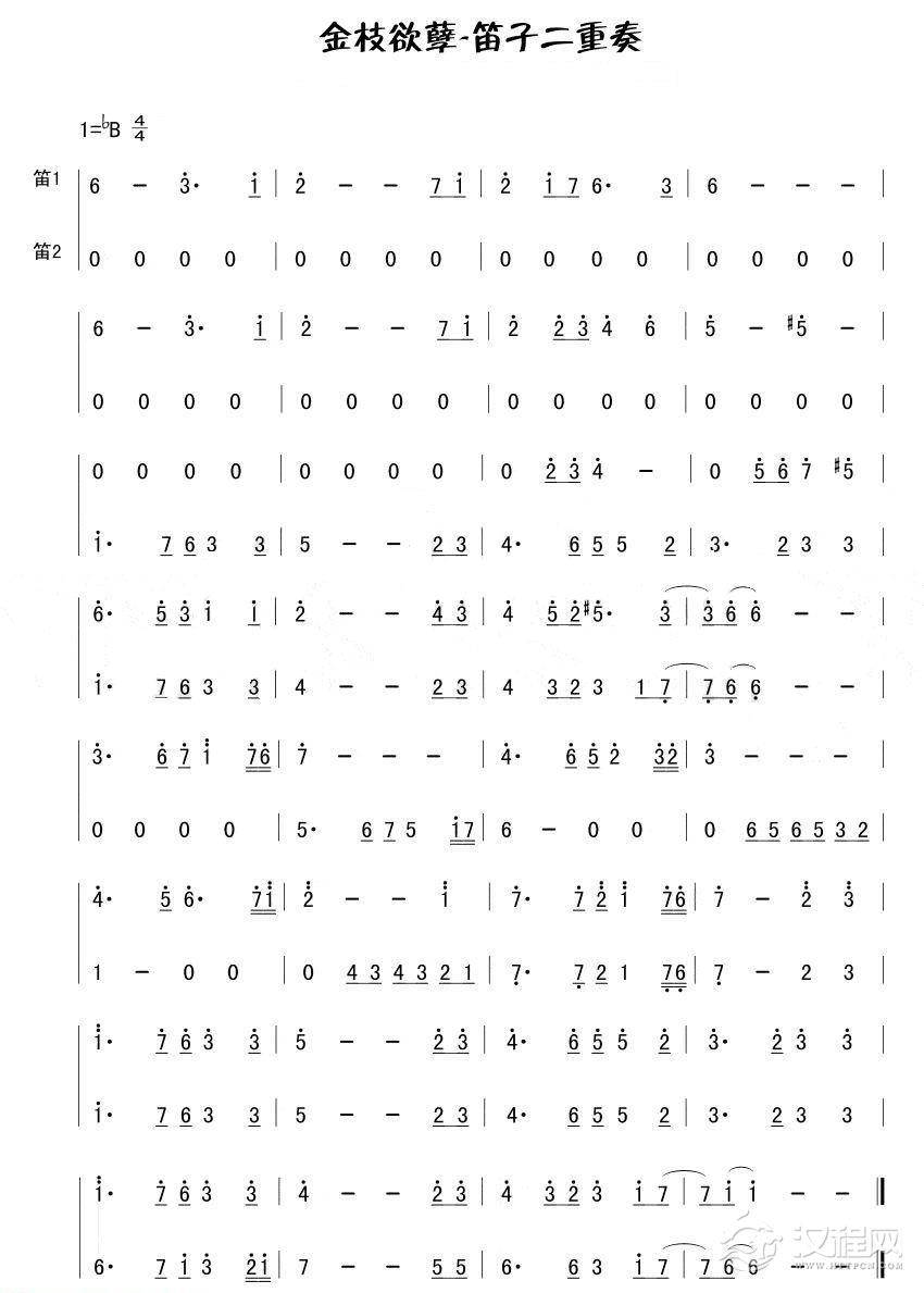 适合笛子演奏乐曲谱《金枝欲孽》简谱