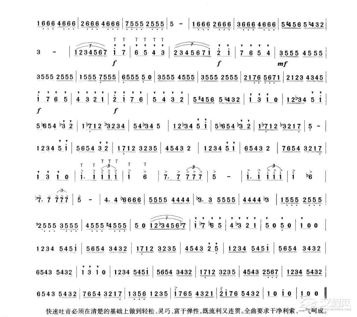 笛子考级练习曲《灵巧的吐音&曲祥、曲广义曲》竹笛九级乐曲谱