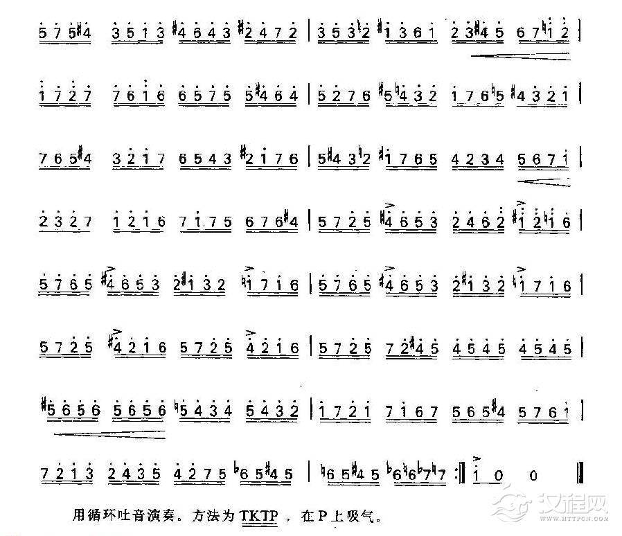 竹笛练习曲《无穷动》片段