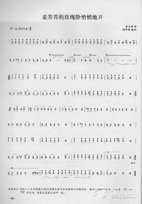 简单易学的竹笛独奏曲《羞答答的玫瑰静悄悄地开》梁文福 曲