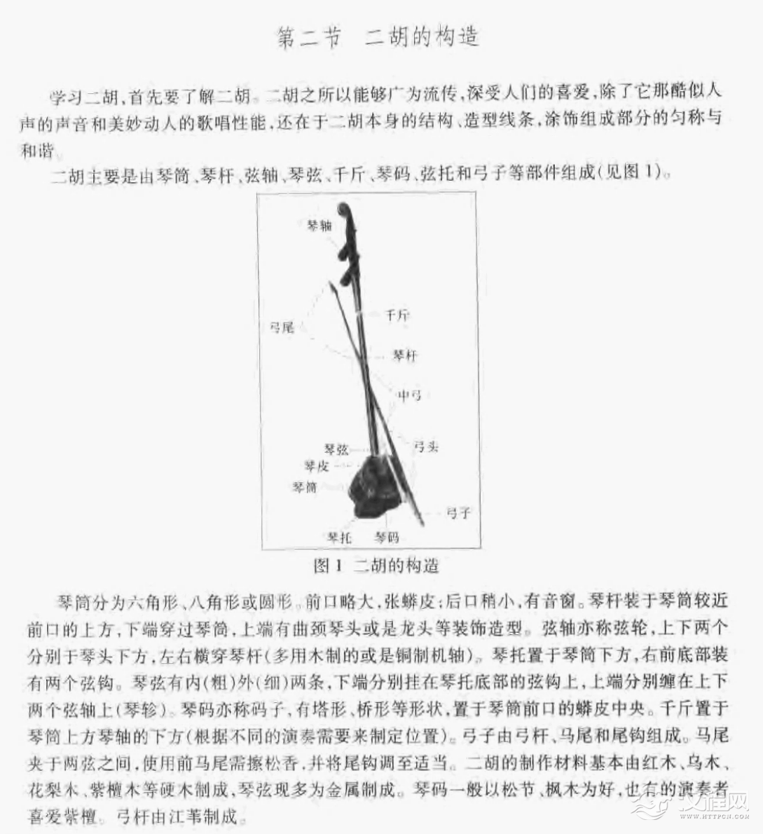 二胡概况《二胡的构造》
