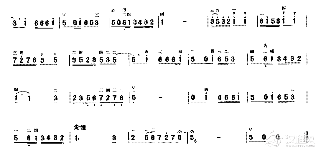 二胡右手技巧综合练习《A调换把练习》