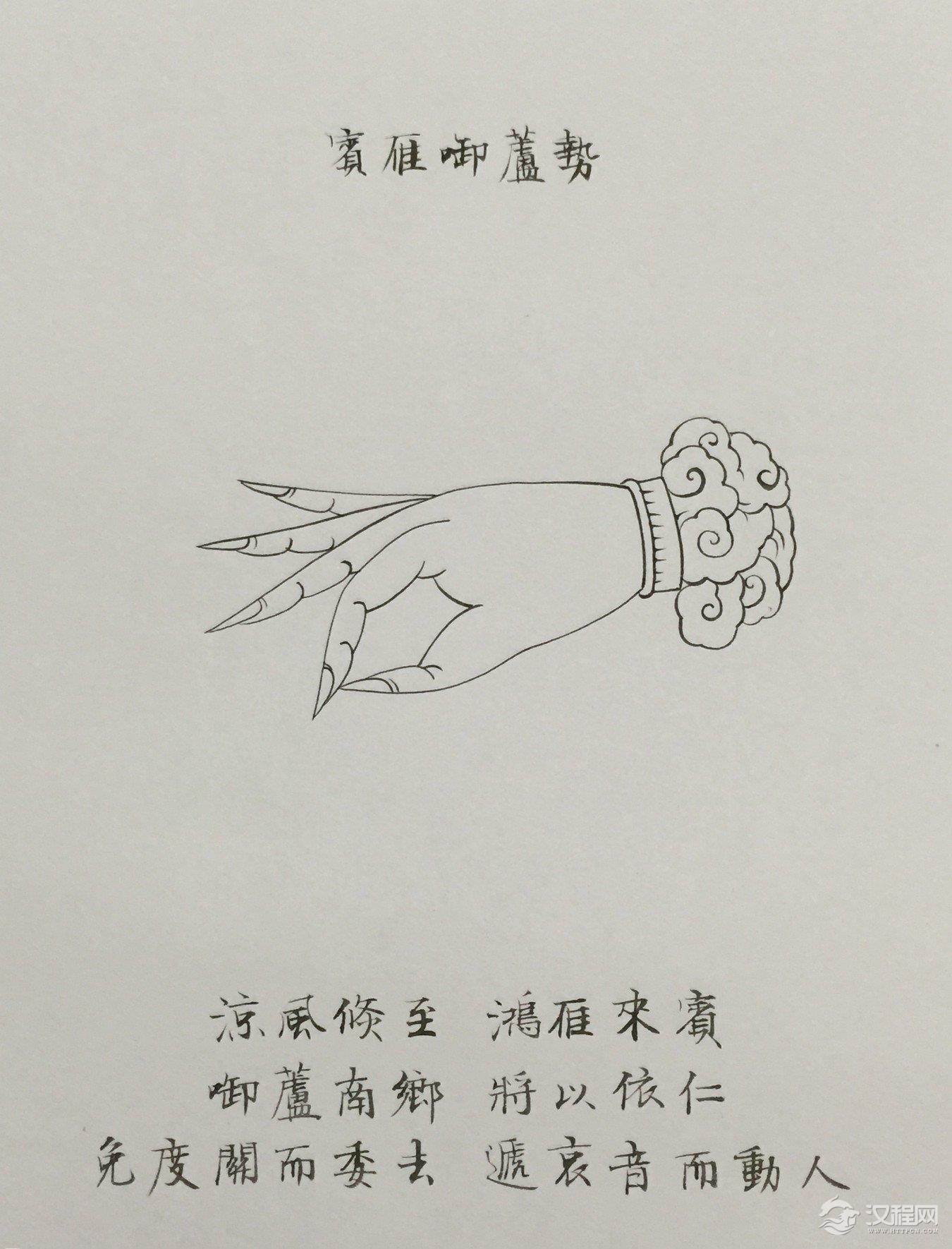 古琴右手指法手势之【宾雁啣芦势】图解