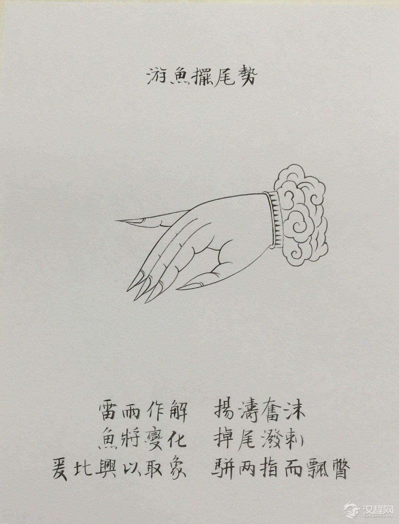 古琴右手指法手势之【游鱼摆尾势】图解