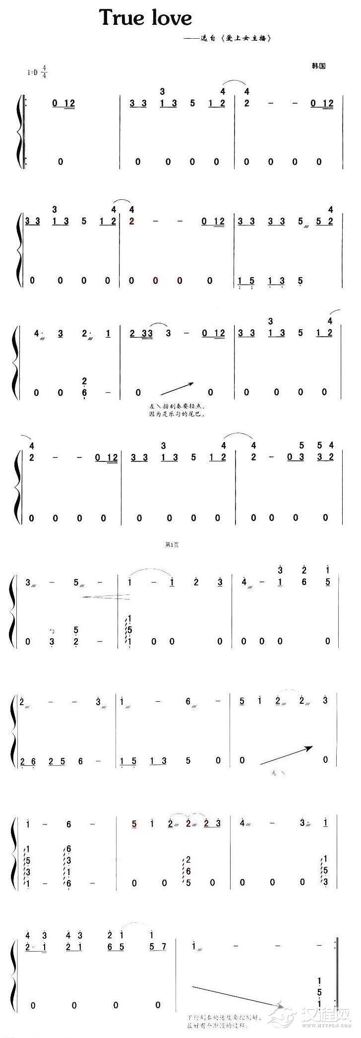古筝乐谱[True Love ]简谱