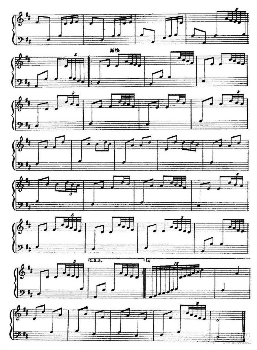 古筝五线谱:渔舟唱晚（五线谱）