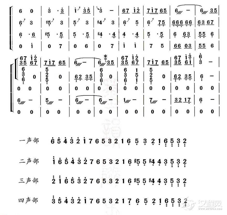 古筝乐谱[欢沁]古筝四重奏