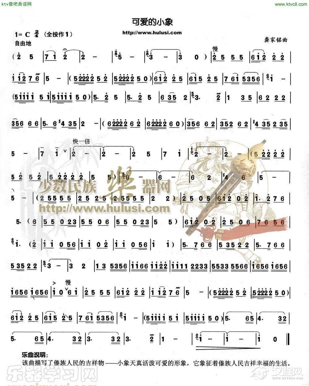 可爱的小象(葫芦丝谱)