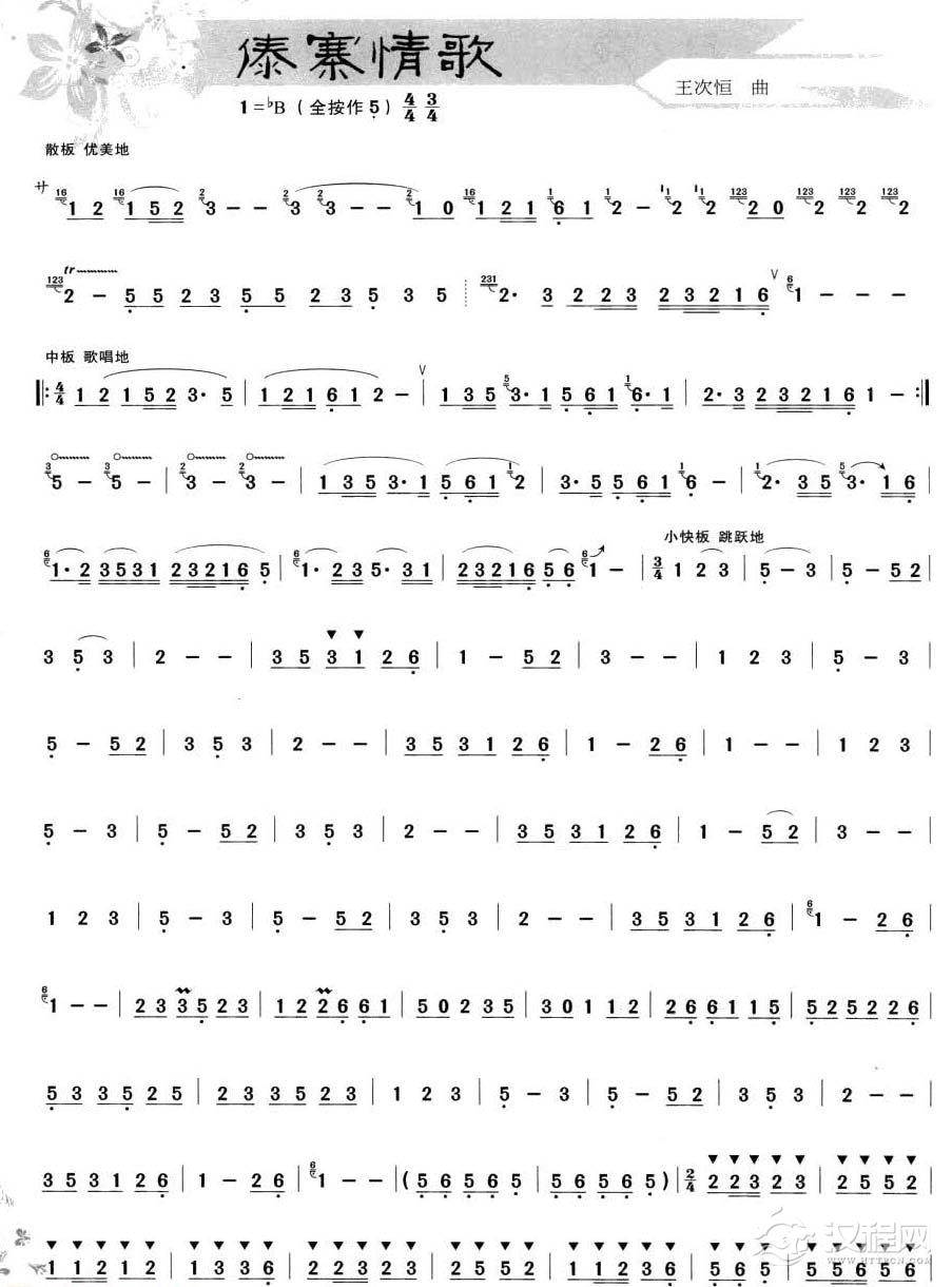 葫芦丝独奏乐曲【傣寨情歌】