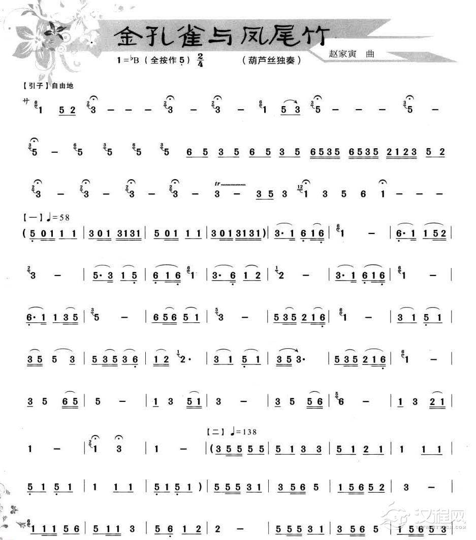 葫芦丝独奏乐曲【金孔雀与凤尾竹】