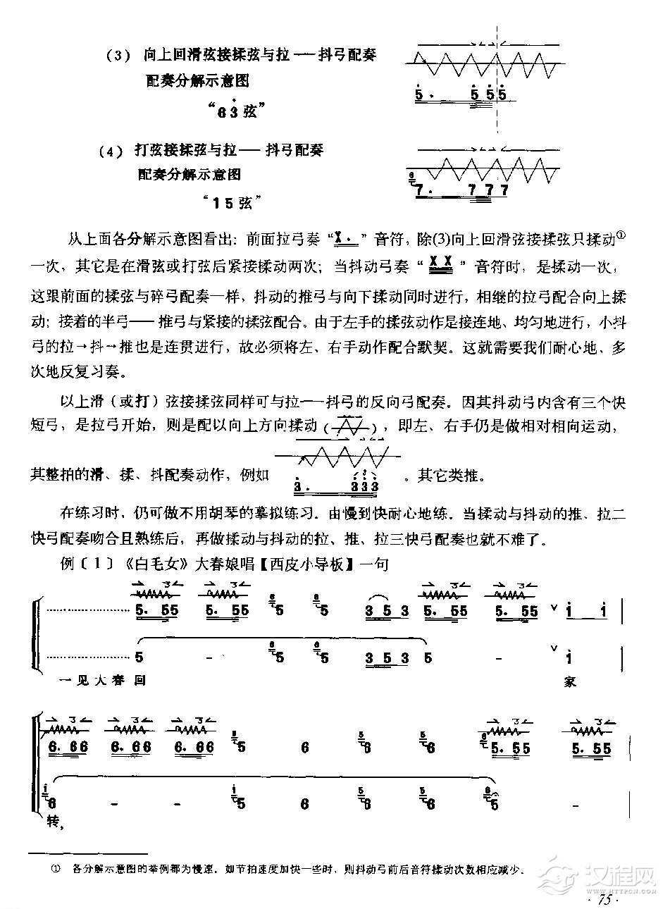 京胡弓、指法的配奏和运用特点