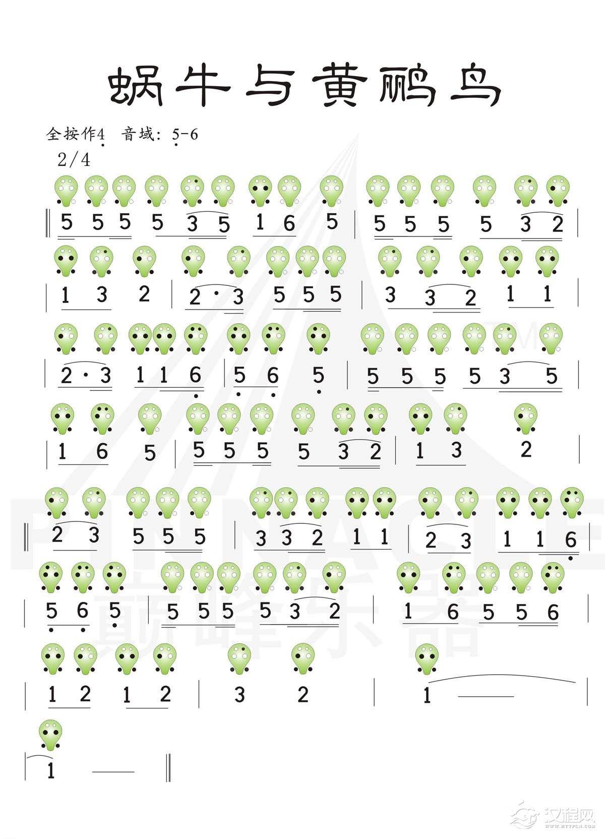 陶笛名曲《蜗牛与黄鹂鸟》全按作4