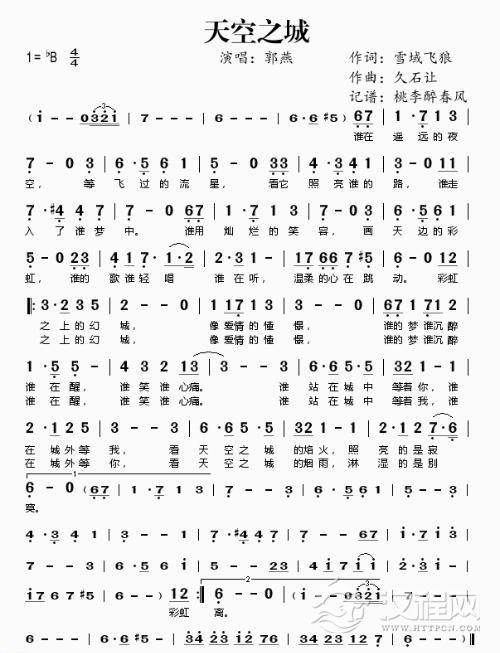 好学的陶埙乐曲谱《天空之城》