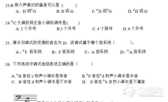 2011年星海音乐学院音乐乐理试题A卷