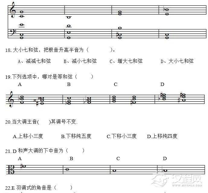 2011年星海音乐学院音乐乐理试题A卷