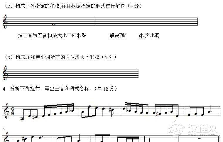 2011年星海音乐学院音乐乐理试题A卷