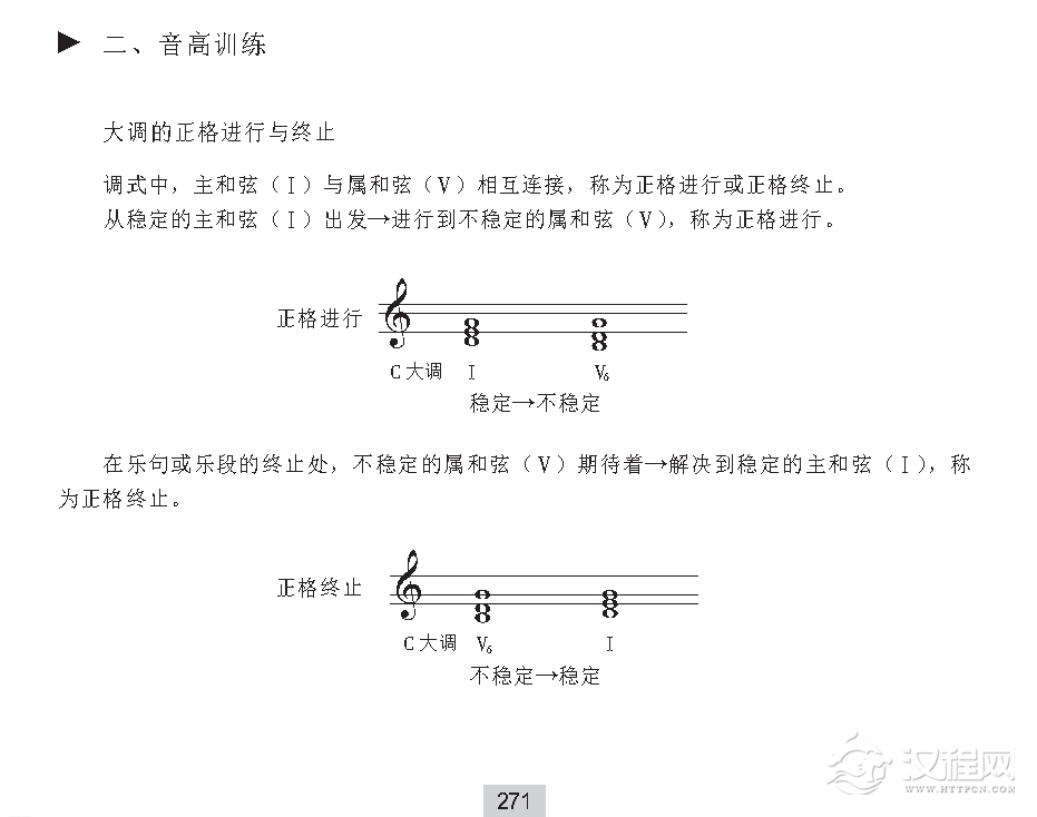 《音高训练》大调的正格进行与终止