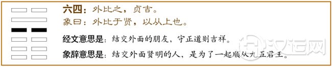 比卦第四爻,爻辞:六四:外比之,贞吉。