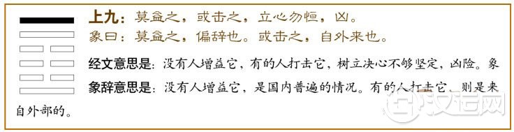 益卦第六爻，爻辞：上九：莫益之，或击之；立心勿恒，凶。