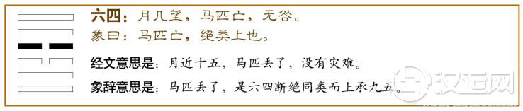 中孚卦第四爻,爻辞:六四:月几望,马匹亡,无咎。