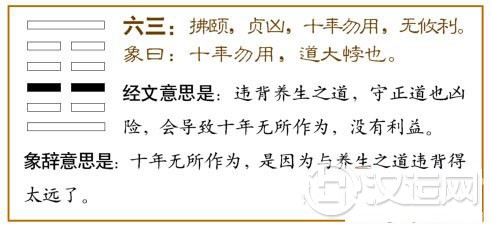 颐卦第三爻，爻辞：六三：拂颐，贞凶，十年勿用，无攸利。