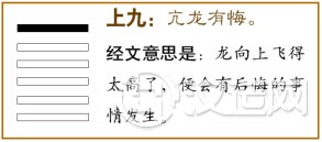 上九：亢龙，有悔。