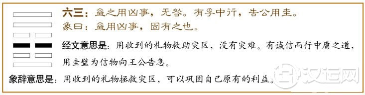 益卦第三爻,爻辞:六三:益之用凶事,无咎;有孚中行,告公用圭。