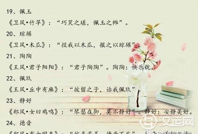 小宝宝起名，诗经楚辞经典起名