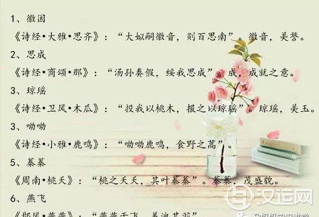 小宝宝起名，诗经楚辞经典起名