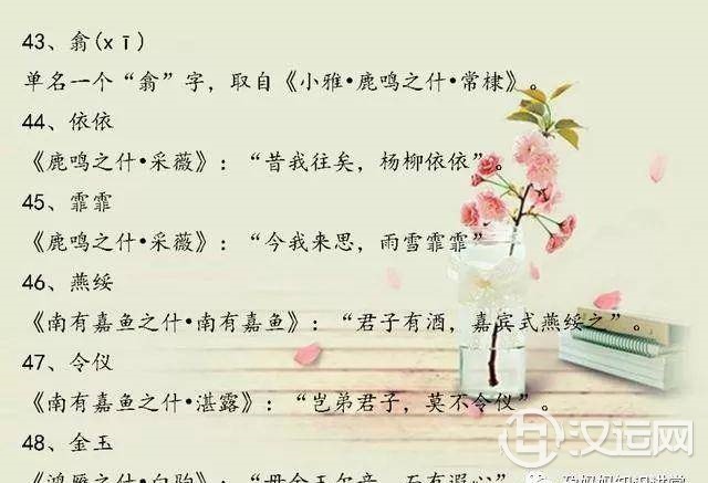 小宝宝起名，诗经楚辞经典起名