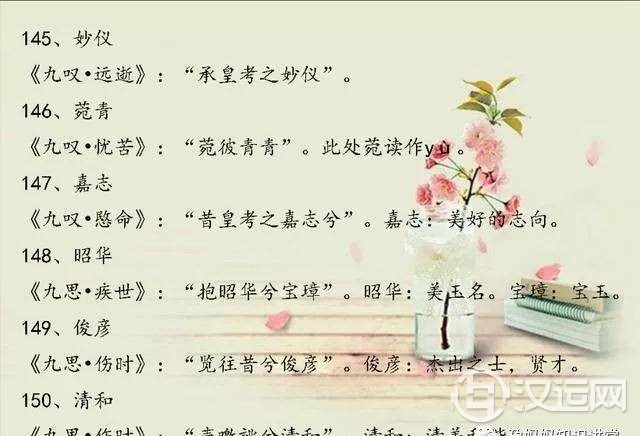 小宝宝起名，诗经楚辞经典起名
